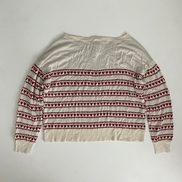 PINK Victoria's Secret Sweater Off Shoulder Knit Ivory Heart Loose NWT - Picture 2 of 3